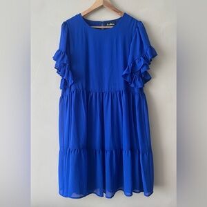 SAM EDELMAN
Ruffle Short Sleeve Trapeze Shift Dress In Cobalt L